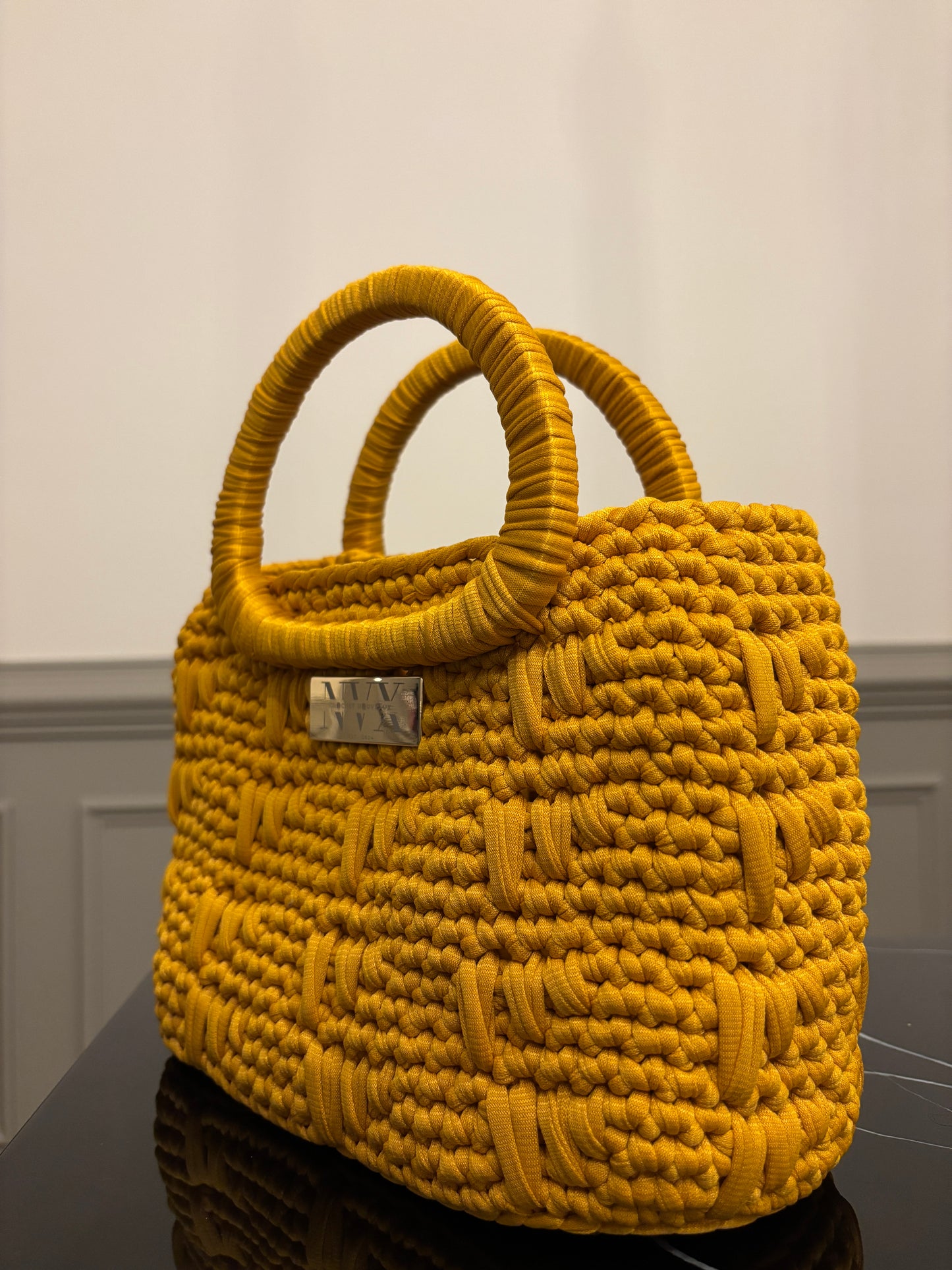 Crocheted Women's Small Yellow Handbag